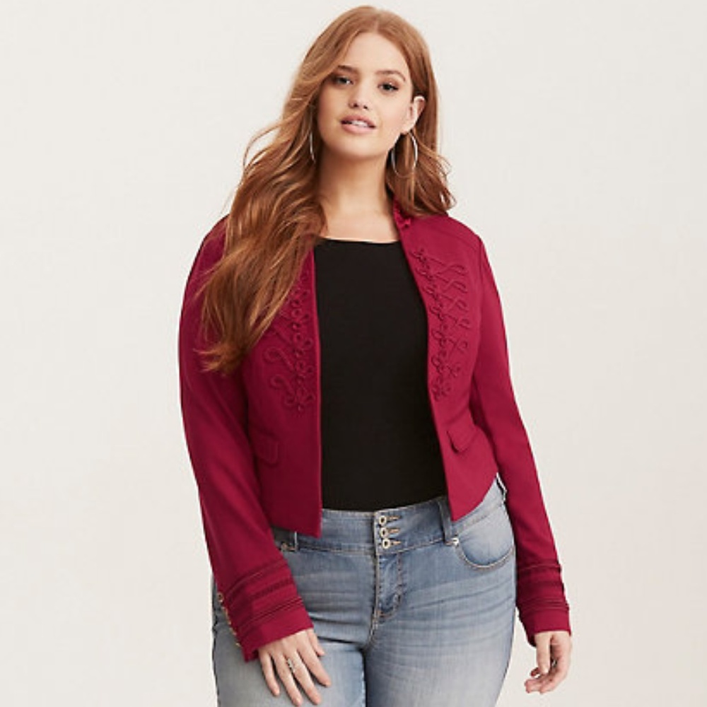 Hi-Lo Military Jacket w Velvet/Button [NWT]